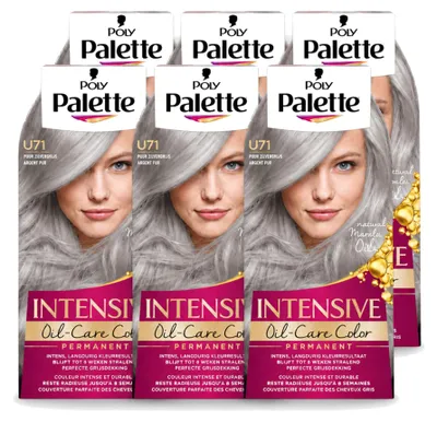 Immagine prodotto di 6 confezioni di tinta per capelli Poly Palette, colore U71 (grigio argento puro), contenimento da 115 ml - confezione vantaggiosa - 6 pezzi
