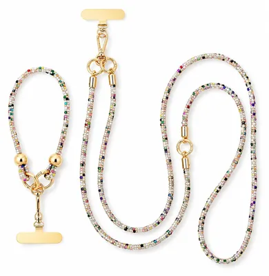 Image de Chaîne de téléphone avec pendentif en cristal, 2 en 1, avec bracelet de poignet