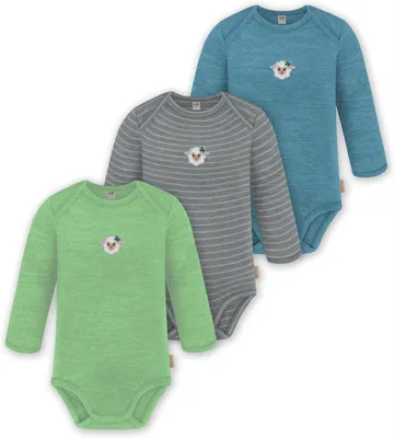 Produktbild von normani 3er Pack Baby Merino Body Langarm