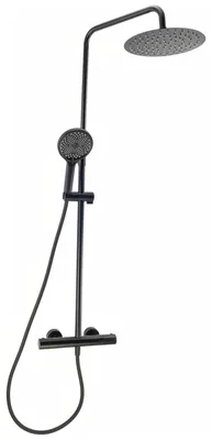 Produktbild von Avapax | Regendusche Mit Thermostat - Schwarz Matt - Duschkopf Ø 225 Mm - 3-funktions-handbrause - Messingkorpus