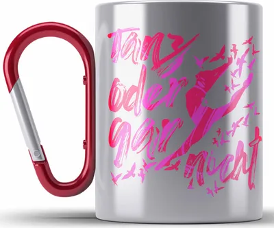 Produktbild von Trendation - Tanzen Geschenk Kinder Mädchen Edelstahl Tasse Karabiner Tanz Oder Gar Nicht Ballett Tänzer Ballerina Geschenkidee (Rot)