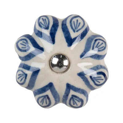 Immagine prodotto di Pomello per porta Clayre & Eef Ø 5 cm in Vetroceramica blu beige