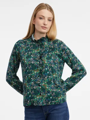 Produktbild von Orsay Dunkelgrüne Damenbluse mit Blumenmuster 650259660000__34
