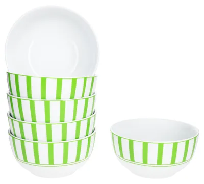 Image de Split vert rayé 6x bol à céréales Ø14cm 400ml porcelaine 6 pers bol à dessert rayé