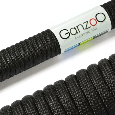 Image de Paracord 550 corde 4mm corde type 3, nylon & polyester, idéal pour bricoler laisse de chien collier bracelet/camping survival et outdoor, 30 mètres de corde à tout faire 7 brins intérieurs, noir
