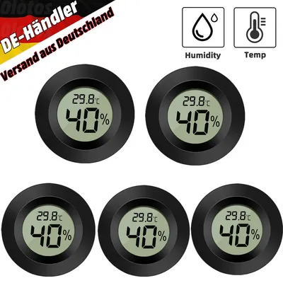 Produktbild von 5x Digital Thermo-Hygrometer Thermometer Luftfeuchtigkeit Temperaturmessgerät Schwarz