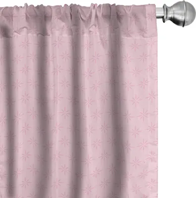 Image de ABAKUHAUS Geometrisch Rideaux, voilages, imprimé abstrait simplifié représentant des scènes naturelles, avec des motifs de fleurs vintage et des thèmes amoureux, 2 pièces 75 x 245 cm, rose clair