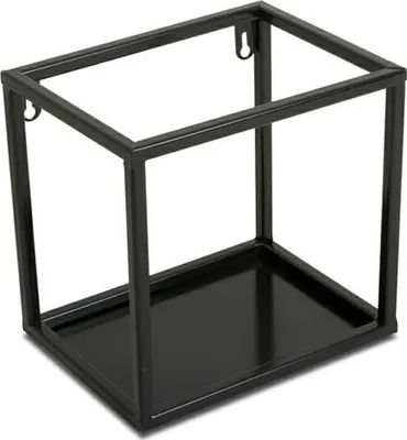 Produktbild von Wandregal, Hängeregal Metall Aufhängen, Rechteckig, Loft, Schwarz, 20 cm