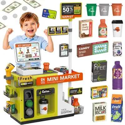 Zdjęcie produktu dla WOOPIE Kasa Sklepowa Samoobsługowa Mini Market Ekspres Akcesoria