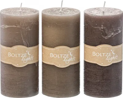 Produktbild von Boltze Gruppe Stumpenkerze sortiert grau 15 cm