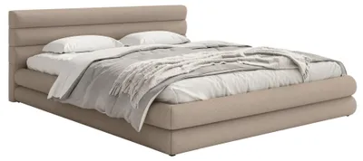 Produktbild von Selsey ALEGRE – Polsterbett mit Chenille-Bezug und Stauraum, Beige, 160x200 cm
