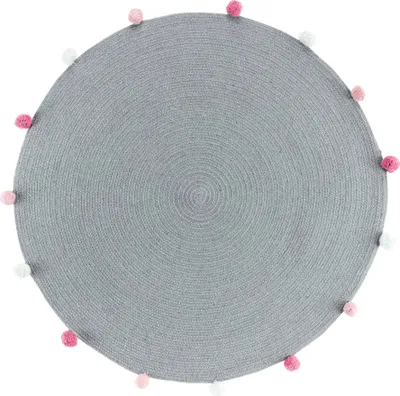 Produktbild von Kinderteppich mit Pompons POMPOMPARTY, rund, Ø 90 cm