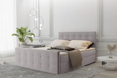 Produktbild von Boxspringbett Schlafzimmerbett MAURO 160x220cm Stoff Soro Hellgrau inkl.Bettkasten