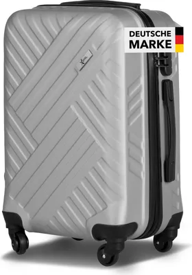 Produktbild von Xonic Design Reisekoffer mit Rollen 360° - ABS Hartschalen-Koffer Trolley mit Zahlenschloss in Handgepäck M-L-XL-Set (Silber, M)