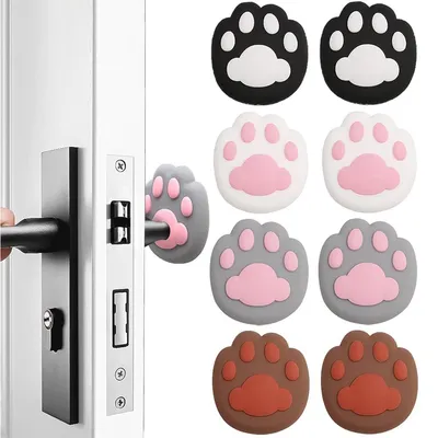 Produktbild von Selbstklebender Türpuffer - Türstopper Katzenpfote 8 Stück - Türgriffpuffer - Wandschutz - Stoßschutz für Türgriffe - für Türen, Wände und Möbel