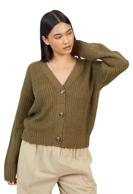 Immagine prodotto di Brave Soul - Cardigan da donna a coste WH190 (M) (kaki)