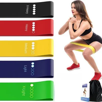 Immagine prodotto di Set di 5 elastici in lattice per allenamento della forza e yoga