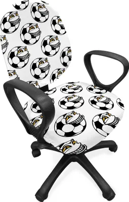 Produktbild von ABAKUHAUS Fußball Bürostuhl Schonbezug, Karikatur-lustige Maskottchen, dekorative Schutzhülle aus Stretchgewebe, Schwarz, Weiß, Gelb