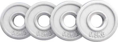 Produktbild von GORILLA SPORTS® Hantelscheiben - 2kg Set (4x0,5 kg) Gewichte, 30/31mm Bohrung, aus Chrom - Gewichtsscheiben