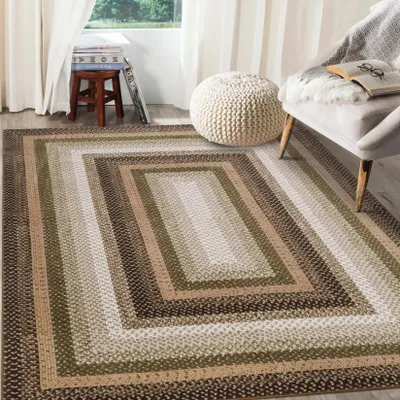 Immagine prodotto di Tappeto antiscivolo - Tappeto rettangolare geometrico - 100% poliestere - Fondo in gomma - Lavabile in lavatrice - Verde - 120 x 170 cm