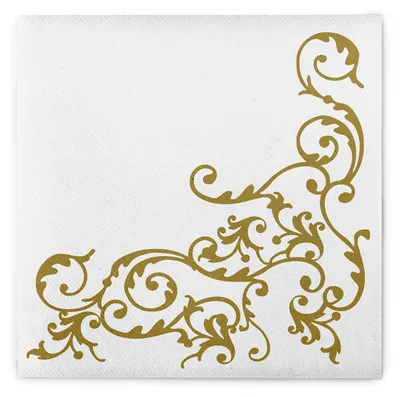 Produktbild von Airlaid Serviette Pomp in Gold-Weiss, 40 x 40 cm, 50 Stück - Mank