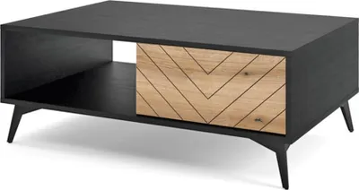 Obrázek produktu pro BETTSO Konferenční stolek Konferenční stolek Rozkládací stolek Odkládací stolek do obývacího pokoje s 1 zásuvkou Diamond L104 Dub Evoke + Black Matt