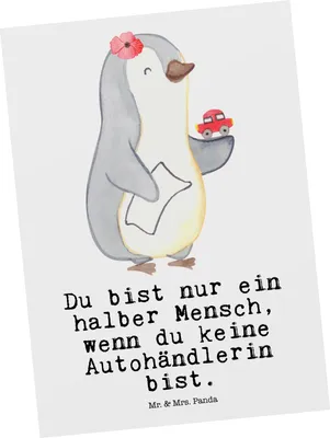 Produktbild von Mr. & Mrs. Panda Postkarte Autohändlerin Herz - Weiß - Geschenk, Autohandel, Spruch, Witzig, bildkarte, Ansichtskarte, Lustig, Ansichtskarten, Beruf, Postkarten