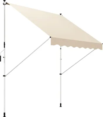 Produktbild von Manuelle ausziehbare Markise - freistehend - 300 x 150 cm - Höhe 170–280 cm verstellbar - Poly-Baumwolle - Beige