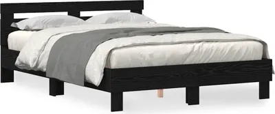 Productafbeelding van vidaXL Bedframe, zwart, eikenlook, 140 x 200 cm, houtvezel