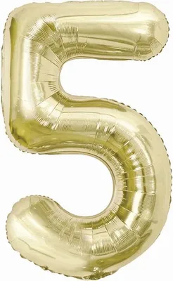 Zdjęcie produktu dla Balon foliowy, cyfra 5, złota, szampańska, 85 cm