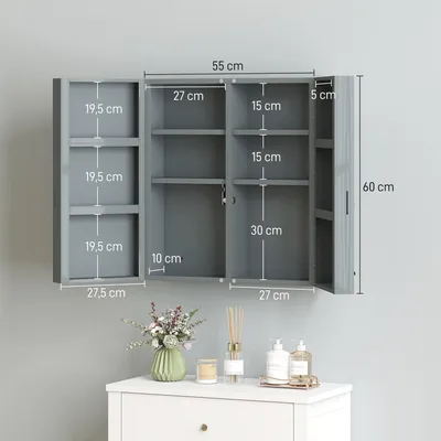 Produktbild von kleankin Medizinschrank, abschließbarer Medikamentenschrank, Kohlegrau