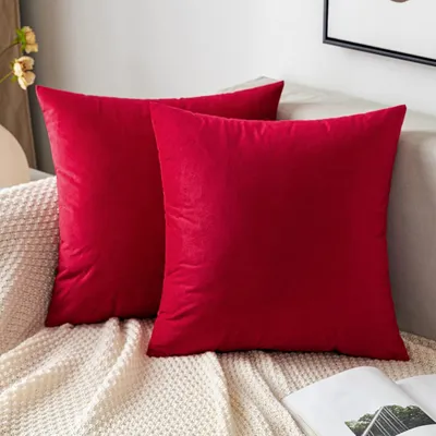 Produktbild von Samt Kissenbezug Weihnachten 50x50 cm Rot 2er Set
