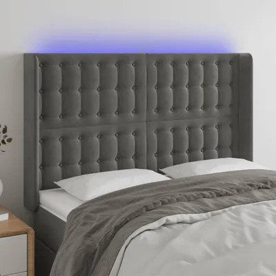Produktbild von LED Kopfteil Dunkelgrau 147x16x118/128 cm Samt , Kopfteile Design 2024