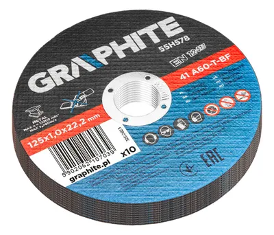 Produktbild von GRAPHITE 10-dielna sada rezných kotúčov 125 mm kovové rezné kotúče kovové tenké 125 X 1,0 X 22,2 mm