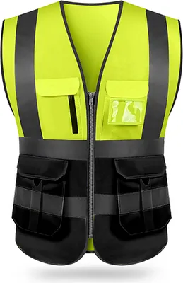 Produktbild von Warnweste mit hoher Sichtbarkeit – Reflektierende Sicherheitsweste mit Taschen, für Tag & Nacht, Arbeit, Motorrad & Fahrrad M