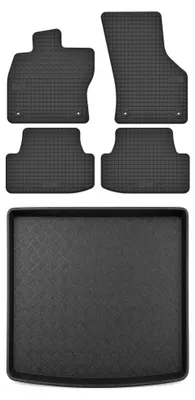 Image de Tapis en caoutchouc + bac de coffre pour Volkswagen Golf VIII 2019- (break) – 5 pièces, noirs, sur mesure