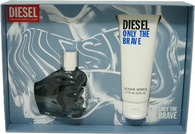A gift set containing Diesel Only The Brave Eau de Toilette and shower gel, presented in its original packaging.