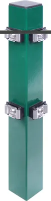 Produktbild von Eckpfosten Doppelstabmatten, grün RAL 6005 zum Einbetonieren Länge: 2000 mm für Mattenhöhe: 1400 mm Pfostenstärke: 60 x 60 mm, inkl. Klemmlasche zur Befestigung von