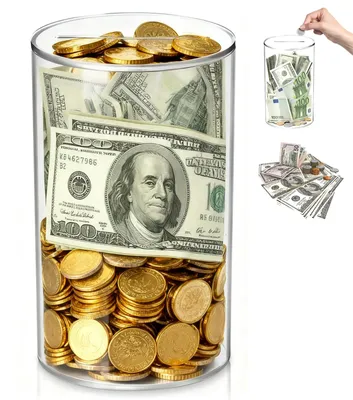 Imagen del producto de Caja transparente de acrílico, 25,4 x 15,3 x 15,3 cm, no se puede abrir, ideal para ahorrar dinero