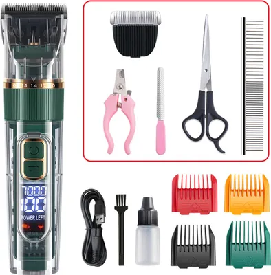 Produktbild von MODFU Haarschneider Tierhaarschneider, Tier Rasierer elektrisch Set, Akku Tierhaarschneider, Wasserdichte Professionelle Tierhaarschneider, Grün