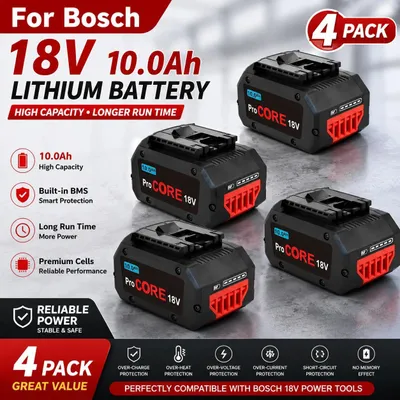 Image de Batterie lithium-ion 21700 - Pack de batteries 18V - Batterie de remplacement Li-Ion - 10Ah, haute capacité - Coffret de 4 pièces - Compatible avec les outils ProCORE BAT609, BAT618, GBA18V8