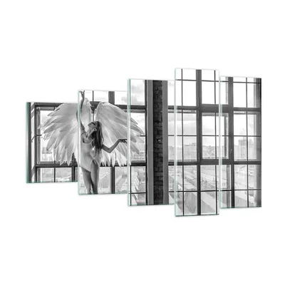Produktbild von Bilder auf glas - 5 Teile - Frau Engel Ansicht - 100x60cm - Glasbilder - Wandbilder - Bilder - zum Aufhängen bereit - Wanddekoration aus Glas - Glas Bilder - Wandbild auf Glas - GEG100x60-4214