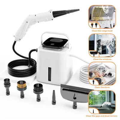 Produktbild von Profi Dampfreiniger gegen Fett, 1500W Hochdruckreiniger Innen, 4 Bar Dampfbesen Hand für Herd Grill Auto, 50 Min Laufzeit, LCD Temperaturanzeige
