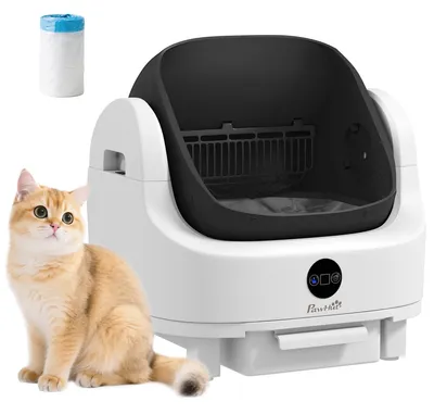Produktbild von Selbstreinigende Katzentoilette mit offenem Design, Sicherheitssensoren und Geruchstralisierung, aus PP und ABS, 50 x 54 x 55 cm, wei?