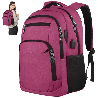 Produktbild von OKWISH Laptop Rucksack 17,3''Business Rucksack Schulrucksack Großer Tragbar Taschen Reise Backpack Daypack Mit USB und Taschen für Herren,Rosa