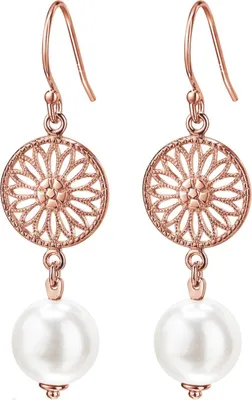 Produktbild von MATERIA Rosegold Damen Ohrhänger lang mit Süßwasserperle - Echte Perlen Ohrringe Silber 925 vergoldet hängend SO-305-Rose