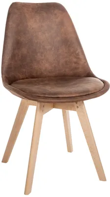 Produktbild von CLP Esszimmerstuhl Linares gepolstert mit Rückenlehne Buchenholzgestell braun Material Kunstleder