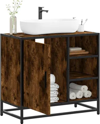 Produktbild von "im Angebot" Waschbeckenunterschrank Räuchereiche 65x33x60 cm Holzwerkstoff - Badezimmer CC23673