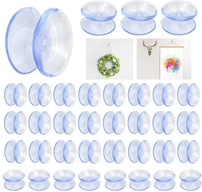 Zdjęcie produktu dla Zestaw 20 sztuk przezroczystych, dwustronnych przyssawek PVC marki Unyqoos® – mocne przyleganie do gładkich powierzchni (szkło, metal) | Do mocowania i zapobiegania poślizgom