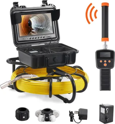 Obrázok produktu pre Endoskopická kamera 720P 50m kanalizačná kamera s 512Hz lokátorom - Kamera na kontrolu potrubia 12V 4500mAh lítiová batéria - Až 6 hodín prevádzky